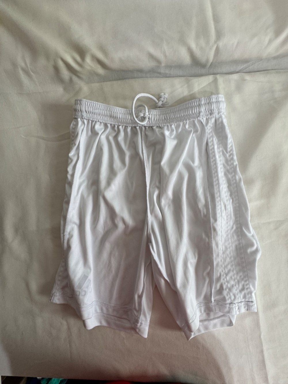 White boys Adidas Soccer Shorts aeroready size Medium